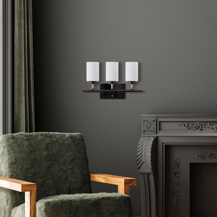 Opviq Lámpara de pared Negro y Oro con tapa de cristal